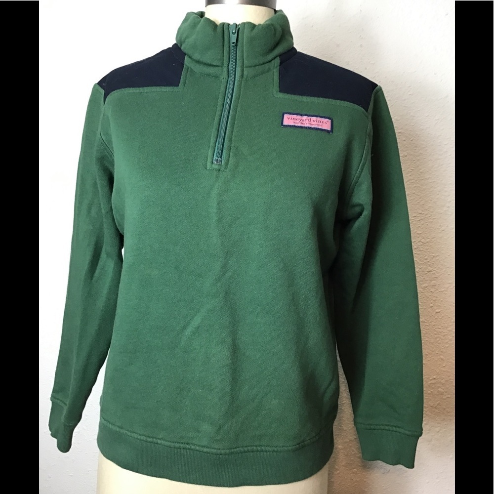 Vineyard vines green pullover 3/4 zip swea…